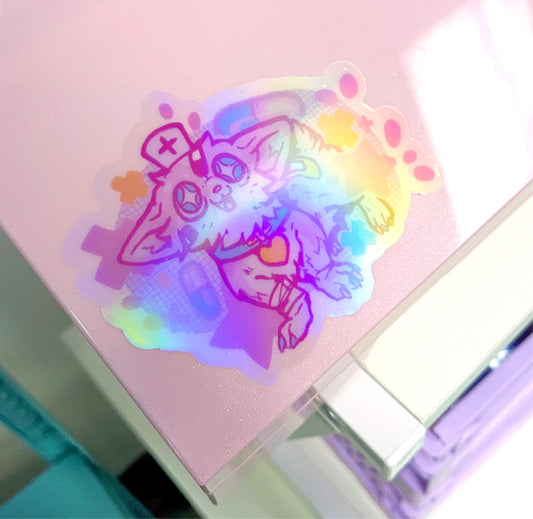 capsule corgi ✦ clear holo sticker