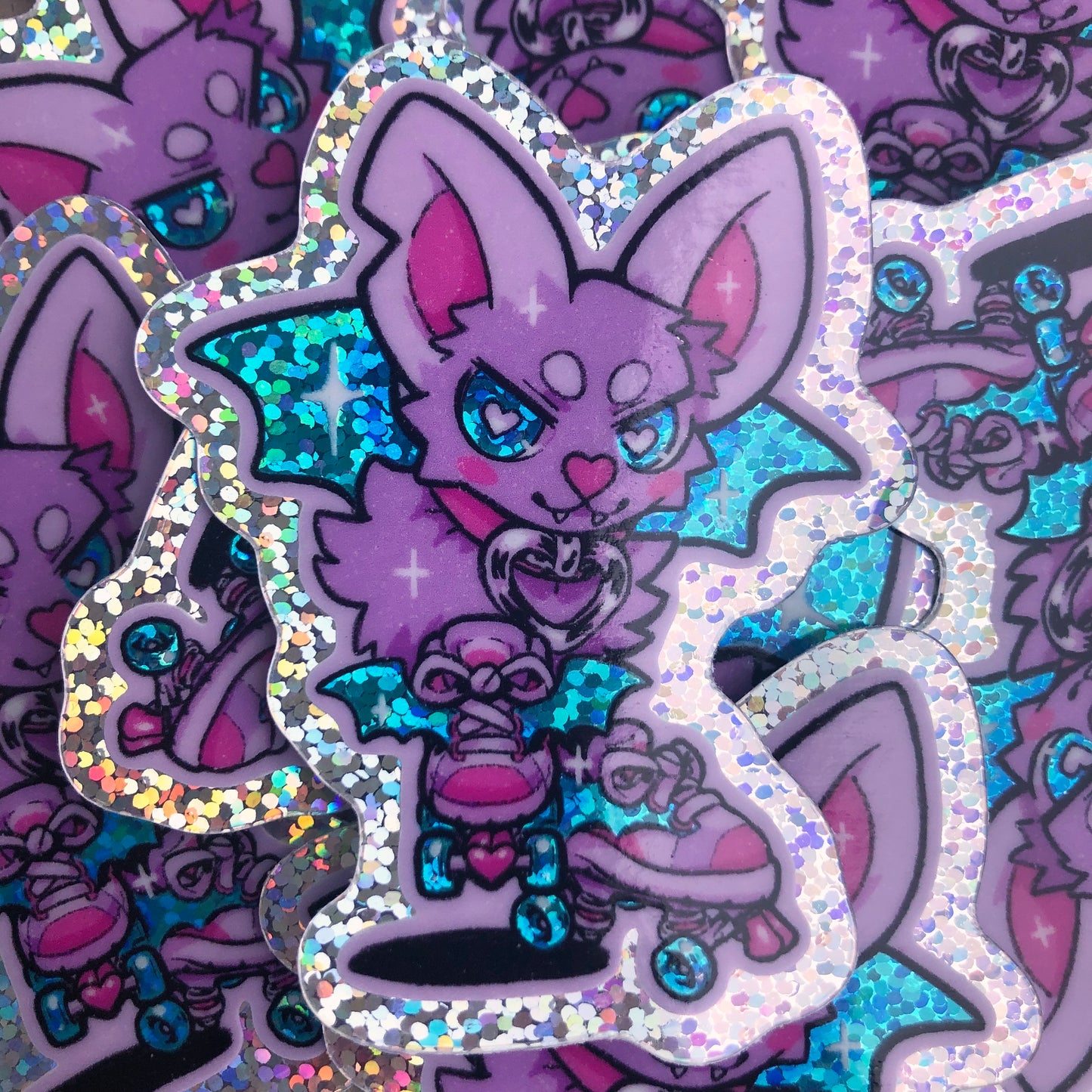 holo glitter roller bats ✦ stickers