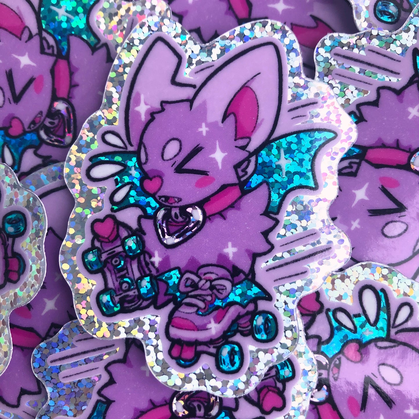 holo glitter roller bats ✦ stickers