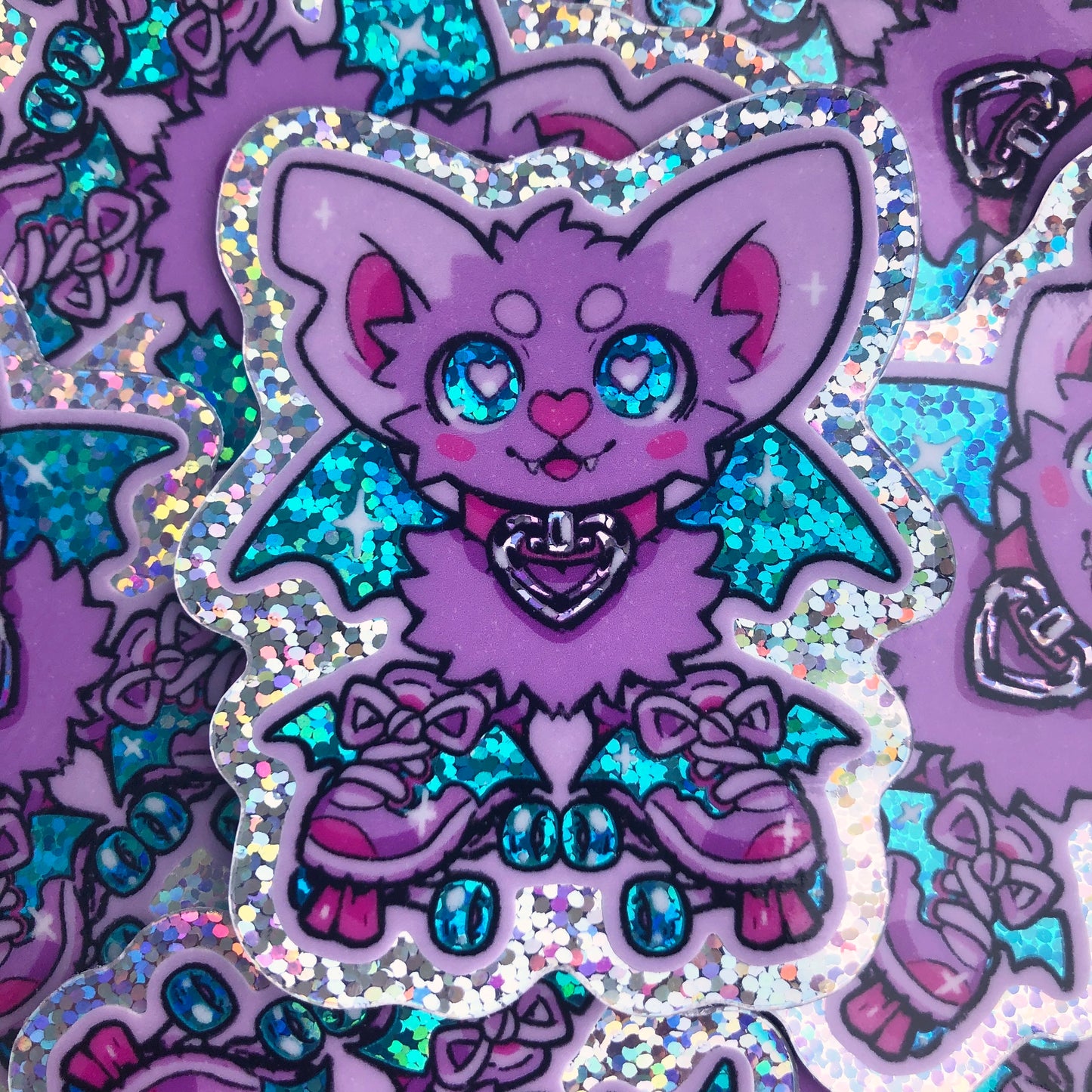 holo glitter roller bats ✦ stickers