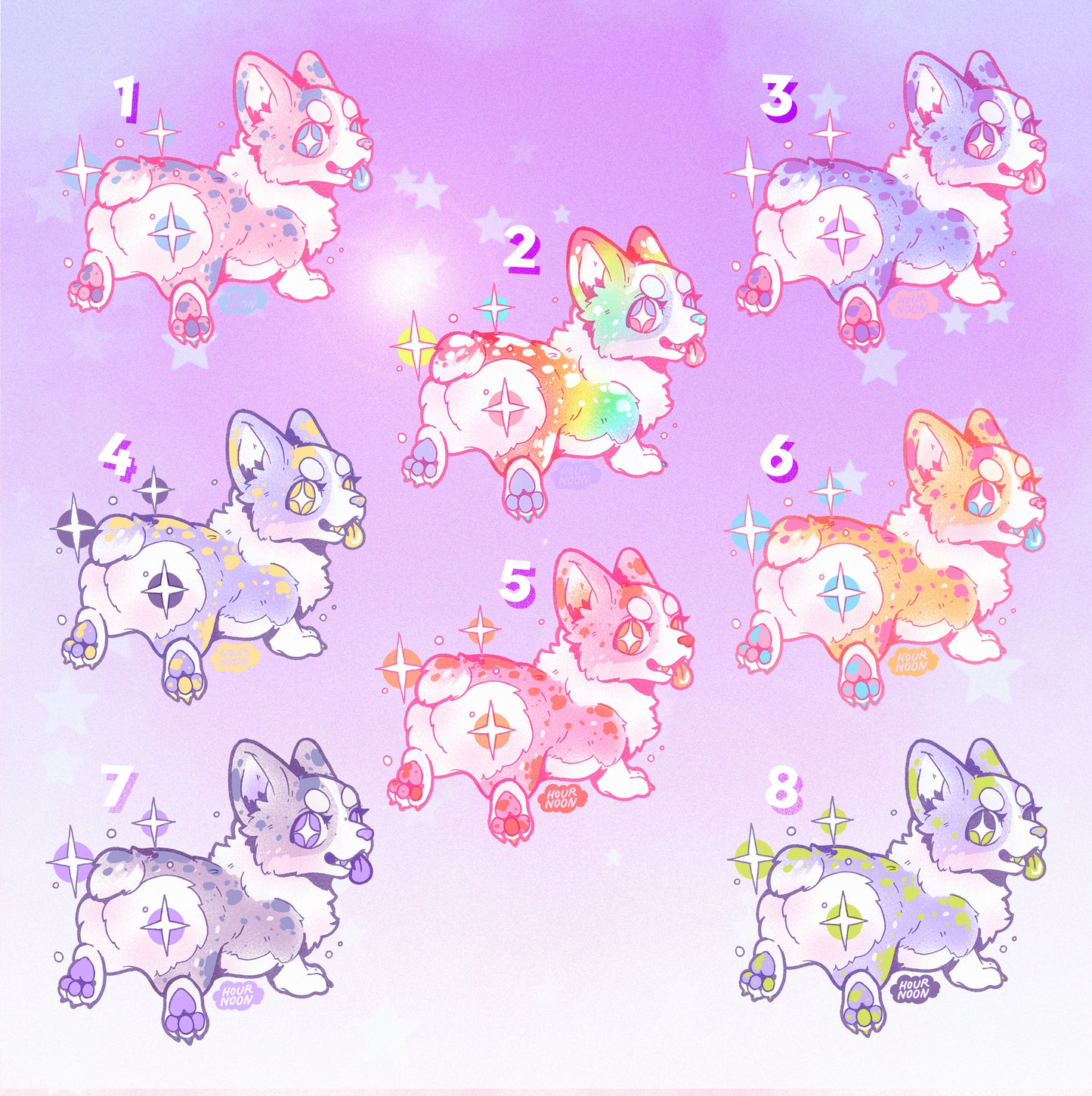 PREORDER ☆ rainbow corgis acrylic charms