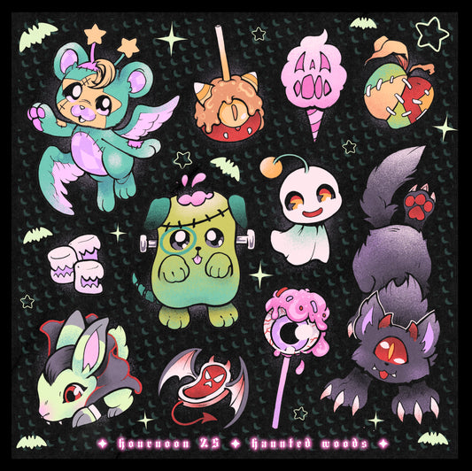 ✦ 𝖍𝖆𝖚𝖓𝖙𝖊𝖉 𝖜𝖔𝖔𝖉𝖘 ✦ sticker sheet