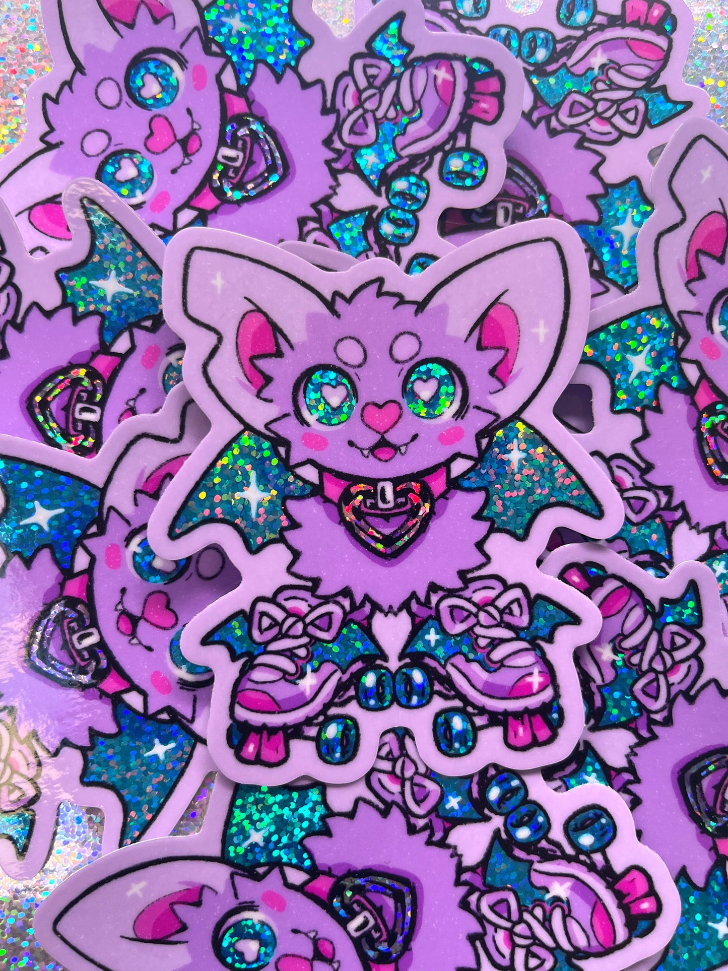 holo glitter roller bats ✦ stickers